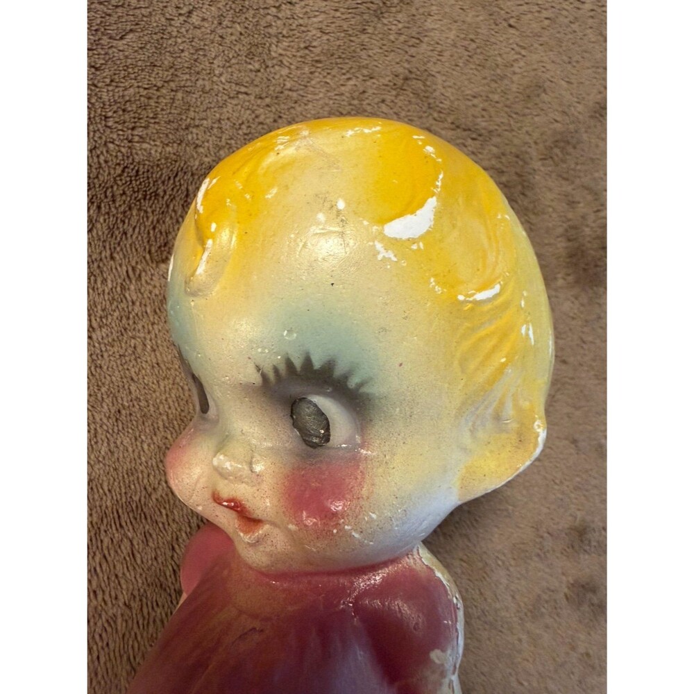 Vintage Little Girl Kewpie Chalkware Carnival Prize 9” - Picture 5 of 6